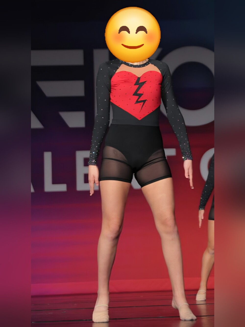 Rebel Athletic - Black & Red Lightning Heart Costume Leotard